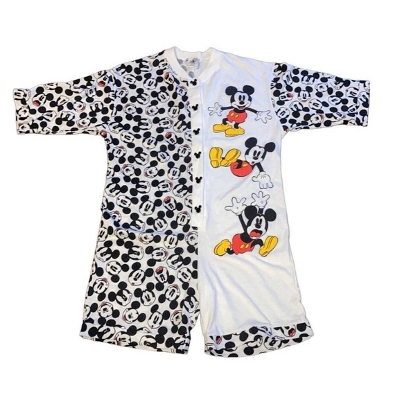 Vintage 90s Disney Romper Jumpsuit Mixed Print Pajama Loungewear Rare sz Medium - Picture 14 of 14